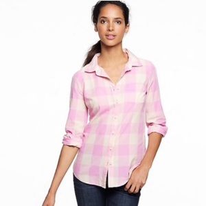 J Crew The Perfect Shirt Pink Cream Plaid Small